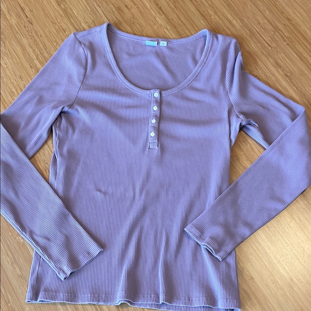GAP Lilac Ribbed Long Sleeve Blouse